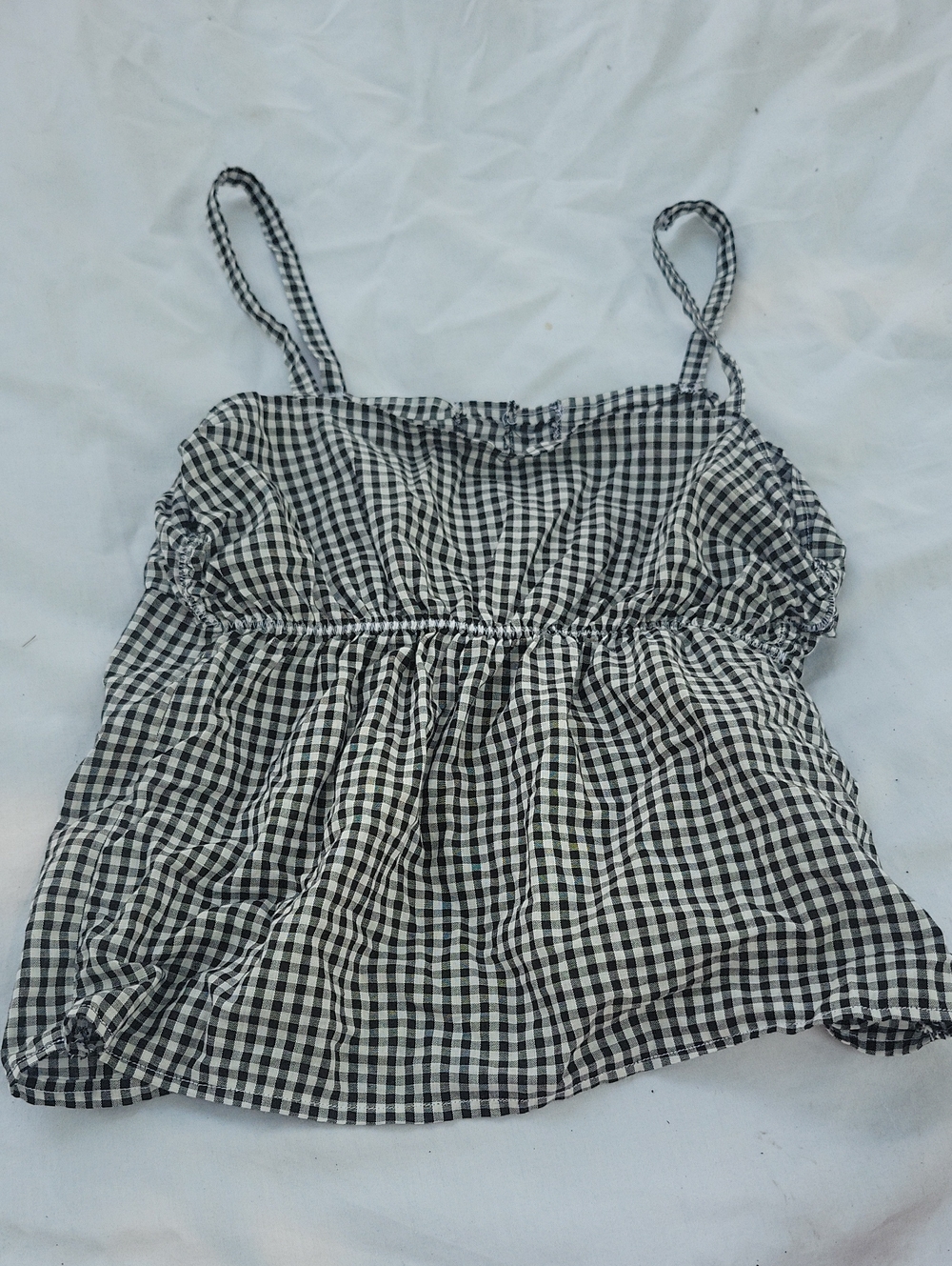 Home made Black & White Gingham Spaghetti-Strap Cami Top Youth Size S (4-6)